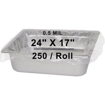 24X17 inches Steam Table Pan Liners 0.5 Mil With Twist Ties HDPE